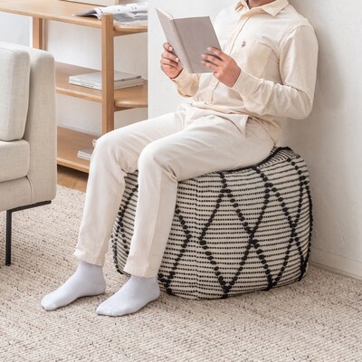 Anji Mountain Atlas Noir Fabric Rectangular Pouf Ottoman (AMBPF098-1917)