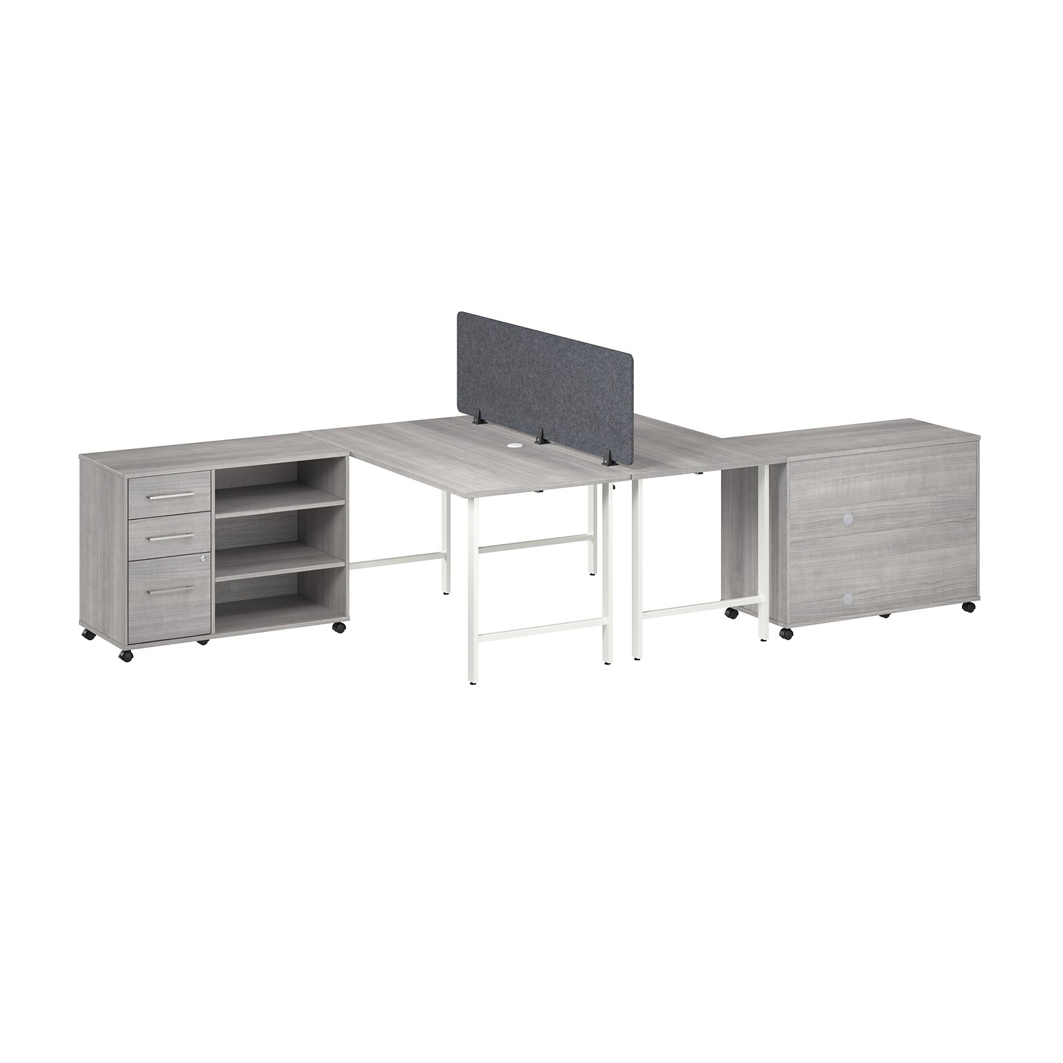 Bush Business Furniture Hustle 30H x 60W 2 Person Back to Back Cubicle Workstation, Platinum Gray (HUS016PG)
