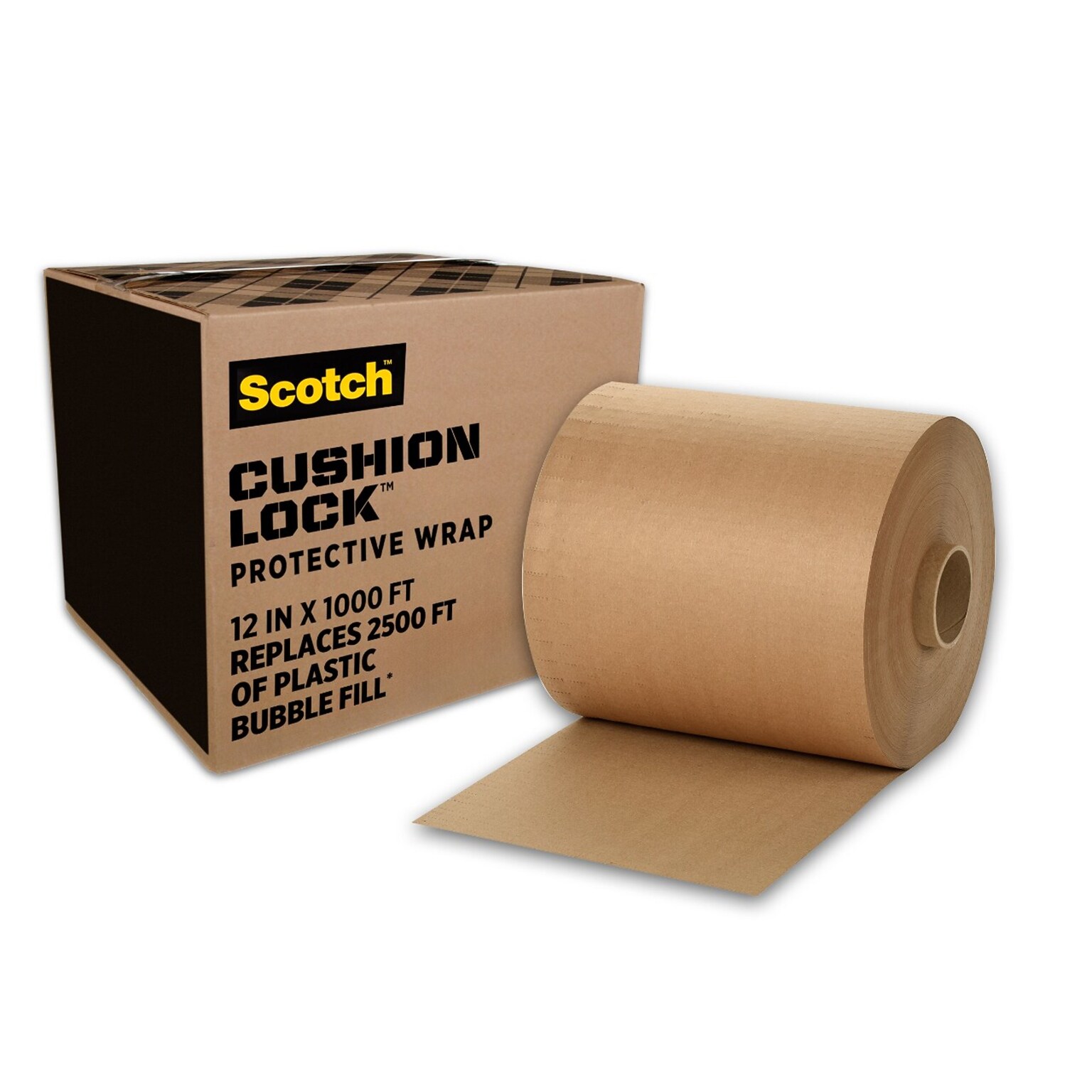 Scotch Cushion Lock  Protective Wrap, Tan, 12 x 1000 ft (PCW-121000)