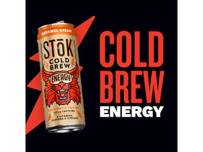 Stok Energy Caramel Cream Cold Brew Coffee, 11 oz., 12 Cans/Carton (196067)