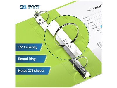 Davis Group Premium Economy 1 1/2" 3-Ring Non-View Binders, Lime Green, 6/Pack (2312-24-06)