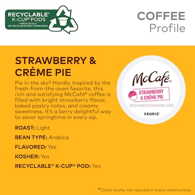 McCafe Limited Edition Strawberry & Crème Pie Coffee Keurig® K-Cup® Pods, Light Roast, 24/Box (5000378498)