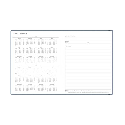 2027 Blue Sky Fabric 8" x 10" Calendar Year Weekly & Monthly Standard Planner, Fabric Cover, Steel Blue (159443)