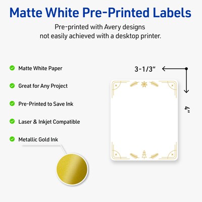 Avery Rectangle Multipurpose Labels, 4 x 3-1/3, White, 40/Pack (19479370631)