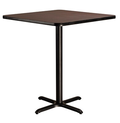 NPS CT Series 36" Square 42" Height Cafe Table, X Base, Black Frame/Mahogany Top (CT33636XBPBTMMY)