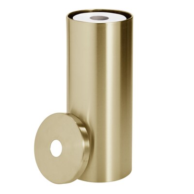 mDesign 3-Roll Steel Toilet Paper Storage Holder with Lid, Soft Brass (25974)