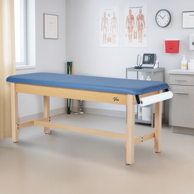 Aristo Wood H-Brace Physician Exam Table with Paper Cutter, and Holder, 500lbs. Capacity, Blue (ADI996-HBFP-BLU)