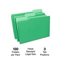 Staples® File Folders, 1/3 Cut Tab, Legal Size, Green, 100/Box (TR224584)