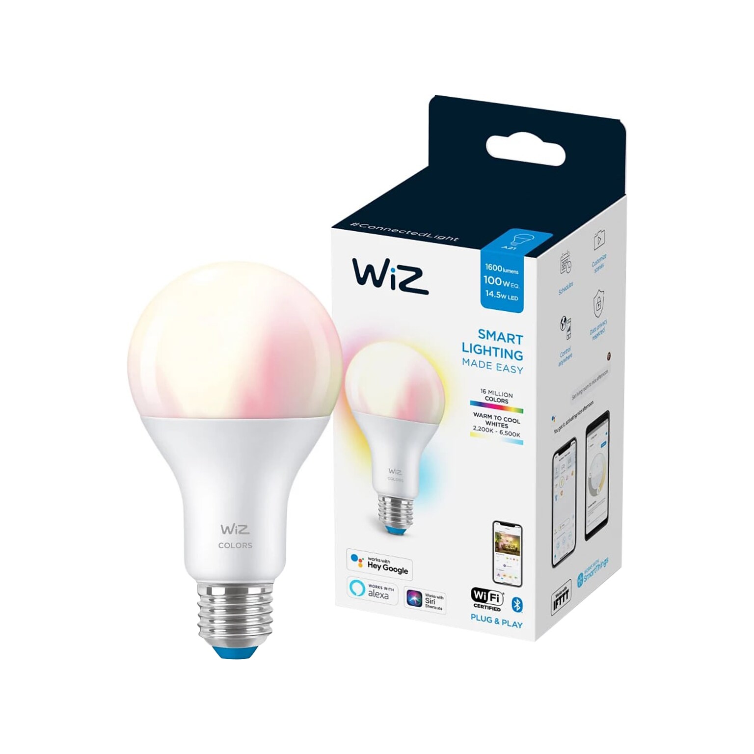 WiZ 100W Equivalent A21 LED Smart Bulb, White  (603514)