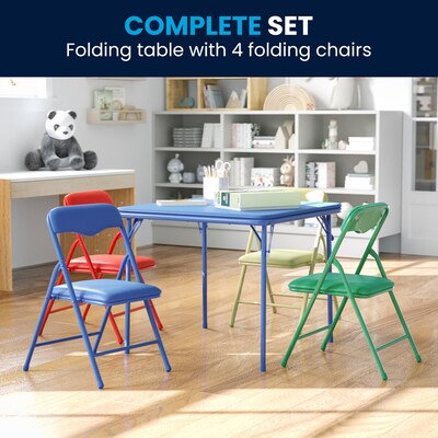 Flash Furniture Mindy Square Kids 5 Piece Folding Table and Chair Set, 24 x 24, Multicolored (JB9K
