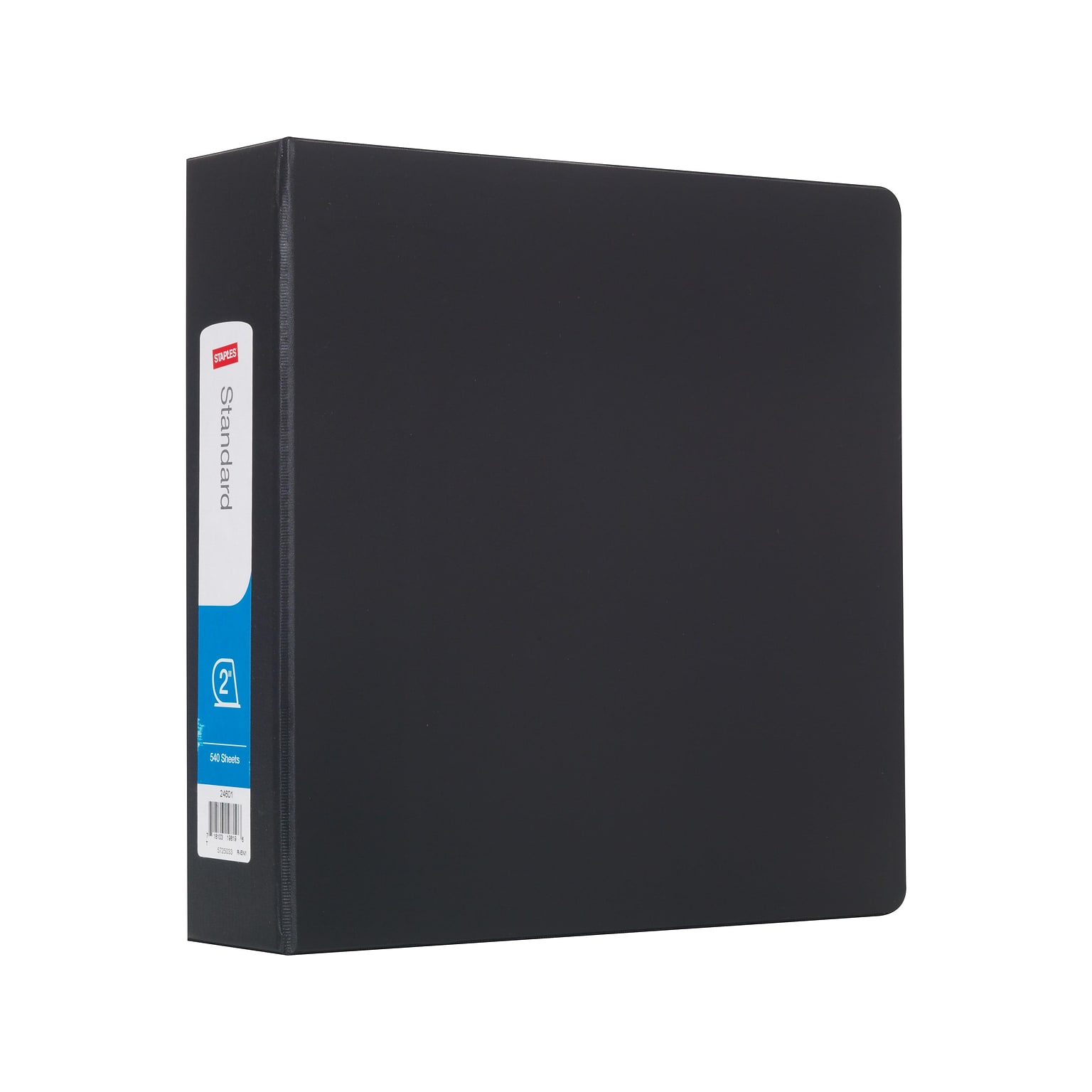 Staples Standard 2-Inch 3-Ring Non-View Binder, Holds Up to 450 Sheets, Black, Durable Binder for Office & School