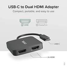 Plugable USB-C to Dual 4k HDMI MST Display Adapter (USBC-MSTH2)