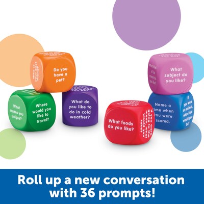 Learning Resources Conversation Cubes, Social Emotional Learning, Assorted Colors, 6 Pieces (LER7300)