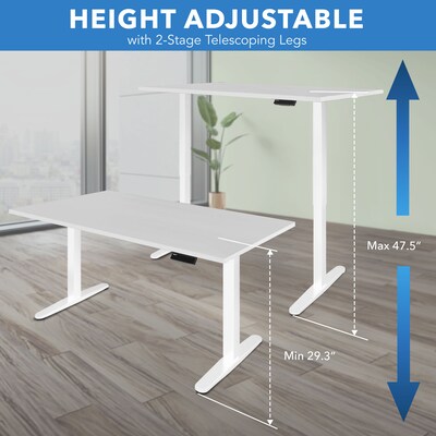 Mount-It! 55"W Electric Adjustable Standing Desk, White (MI-18061)