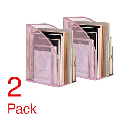 Staples Metal Mesh File Organizer, Dusty Pink, 2/Pack (ST63835)