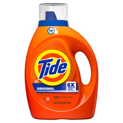 Tide Turbo Clean HE Liquid Laundry Detergent, Original Scent, 64 Loads, 80 fl. oz. (12110)