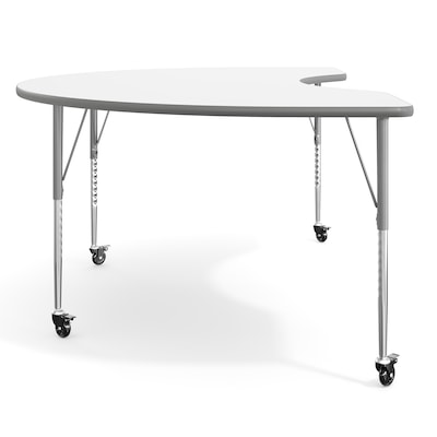 Flash Furniture Wren Kidney Activity Table, 72" x 48", Height Adjustable, White Top/Silver Frame (XUA4872KDWHTAC)