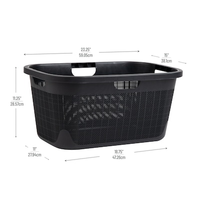 Mind Reader 10-Gallon Laundry Basket, Plastic, Black (40FABASK-BLK)