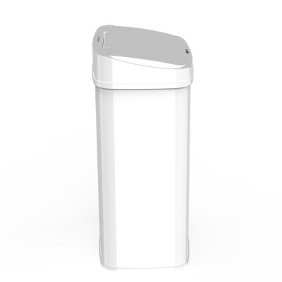 Nine Stars Stainless Steel Motion Sensor Trash Can, 13.2 Gallon, White (DZT-50-28WH)