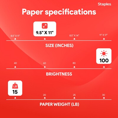Staples 9.5" x 11" Carbonless Paper, 15 lbs, 100 Brightness, 1100/Carton (ST287219/287219)
