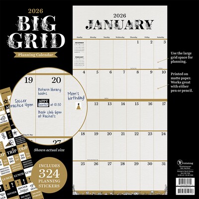 2026 TF Publishing Big Grid 12" x 12" Monthly Wall Calendar (26-1103)