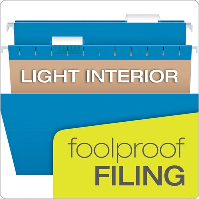 Pendaflex Recycled Hanging File Folders, 1/5 Tab, Letter Size, Blue, 25/Box (81603)
