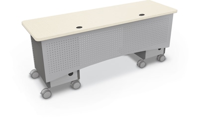 MooreCo Compass 72W Dual Cabinet Teacher Desk with Shelves, Neutral Weft (703673923361)