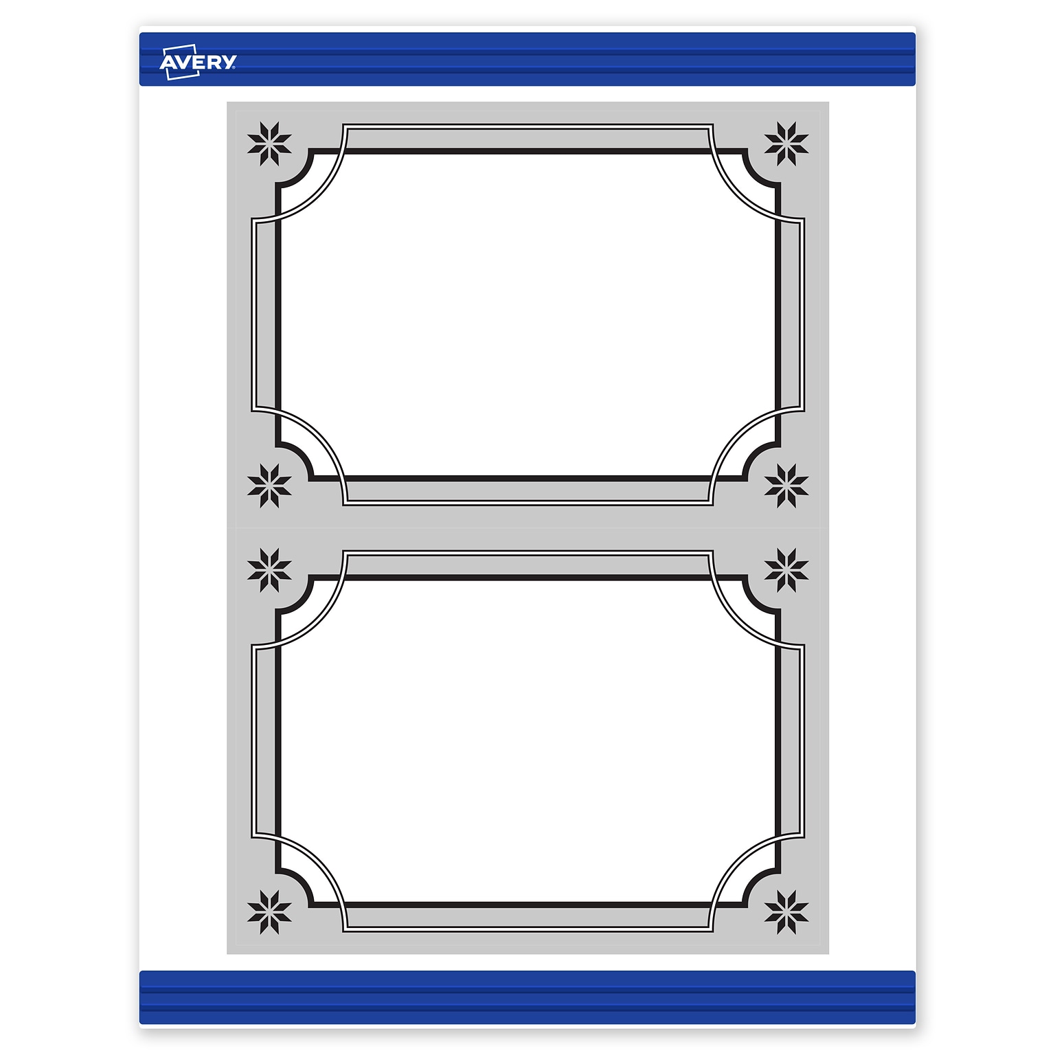 Avery Silver-Metallic Black General Use Blank Cards, White, 20/Pack (S00-FKE)