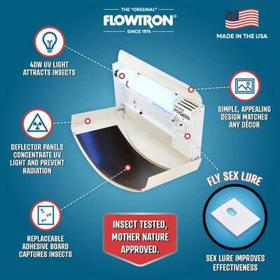 Flowtron Electric Indoor Sconce Fly Killer, 600 sq. ft. Coverage, 40W Bulb with Dual Lure Method (FL