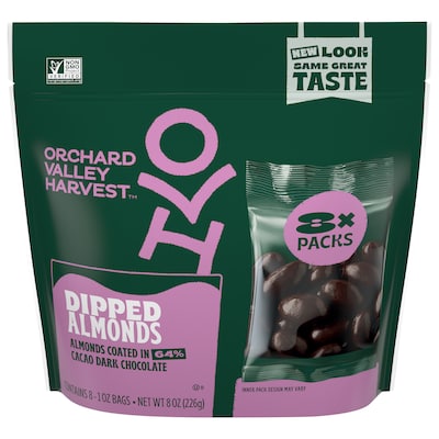 Orchard Valley Harvest Dark Chocolate Covered Almonds, 8 oz., 8 Bags/Pack (JOH36537)