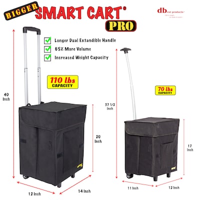 Dbest Bigger Smart Cart Pro Collapsible Rolling Cart, Black (01-854)
