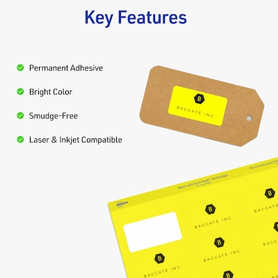 Avery Sure Feed Laser Address Labels, 1 x 2 5/8, Neon Yellow, 750 Labels/Pack (5972)