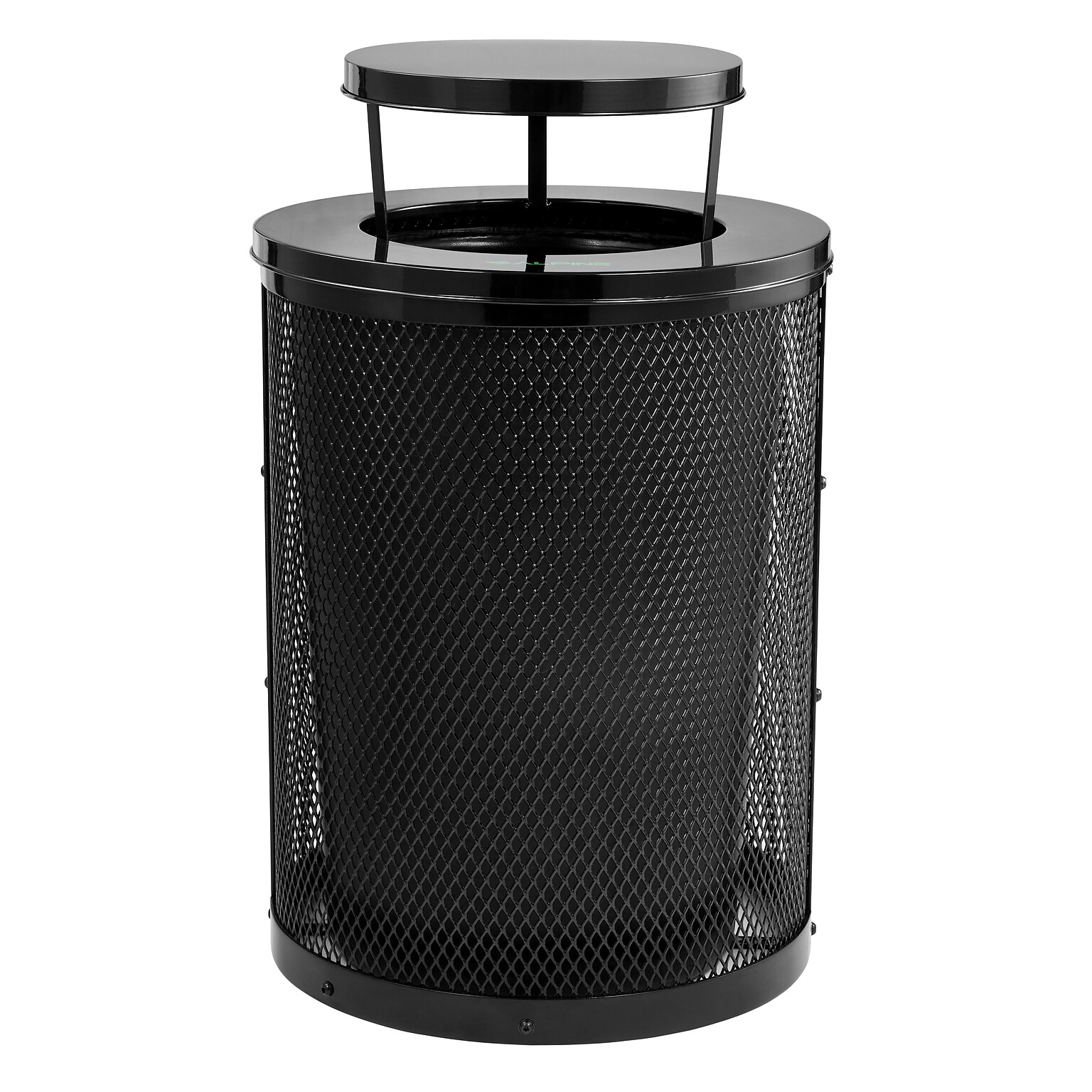 Alpine Industries 4460 Steel Mesh Outdoor Trash Can with Covered Top with Open Sides Lid, 36 Gallon, Black (ALP4460-01-B)