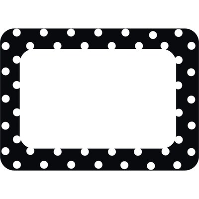 Teacher Created Resources Name Tags/Label, Black Polka Dots 2, All Grades (TCR5538)