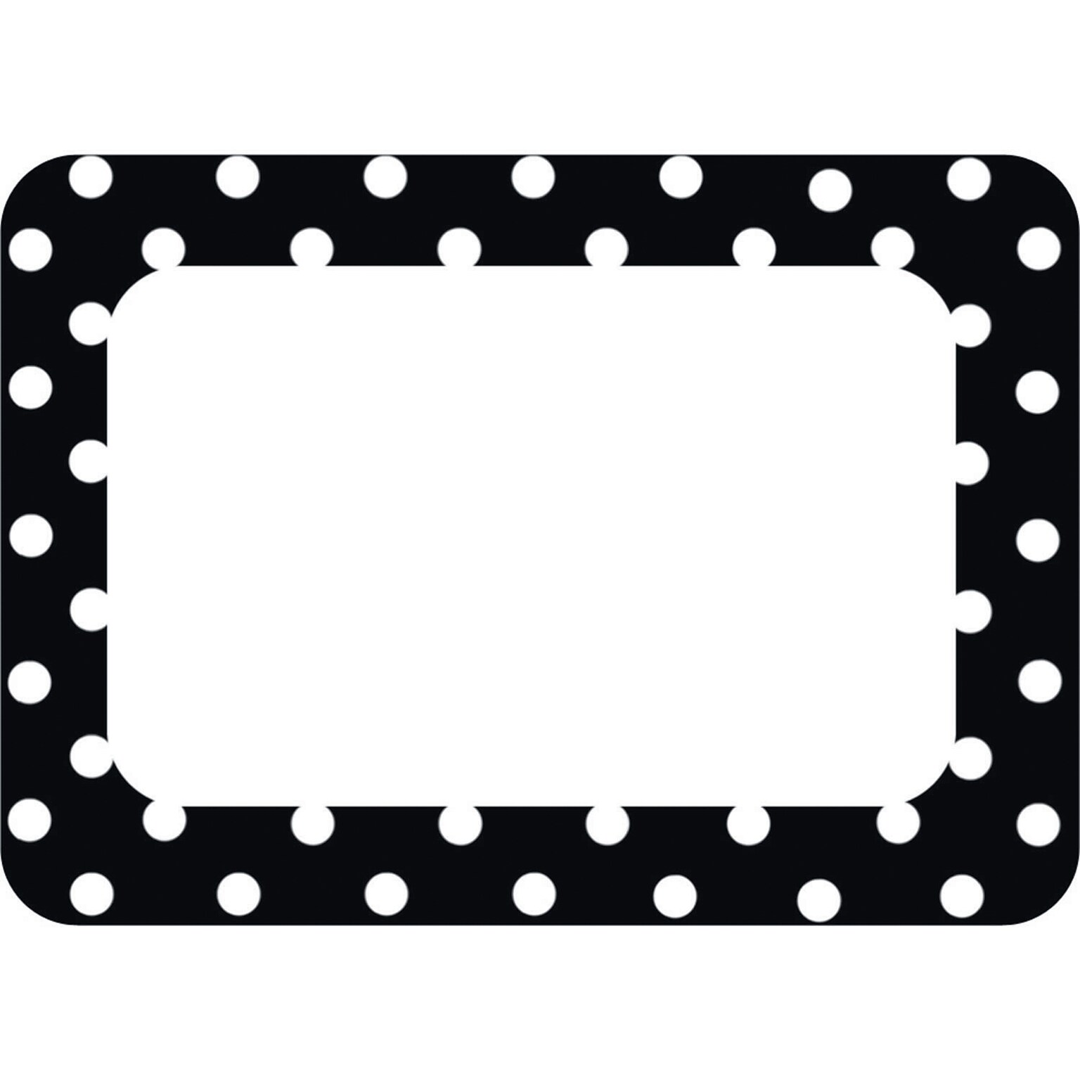 Teacher Created Resources Name Tags/Label, Black Polka Dots 2, All Grades (TCR5538)