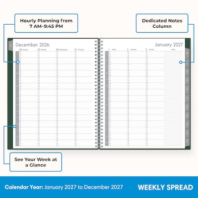 2027 Blue Sky 8.5 x 11 Weekly & Monthly Planner, Green (162469)