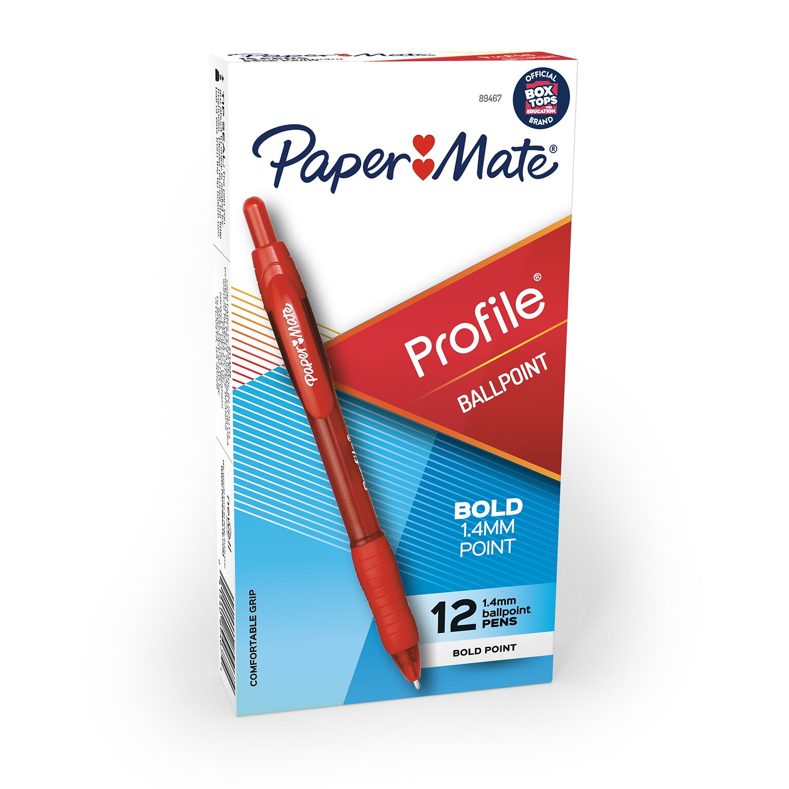 Paper Mate Profile Retractable Ballpoint Pen, Bold Point, Red Ink, Dozen (89467)