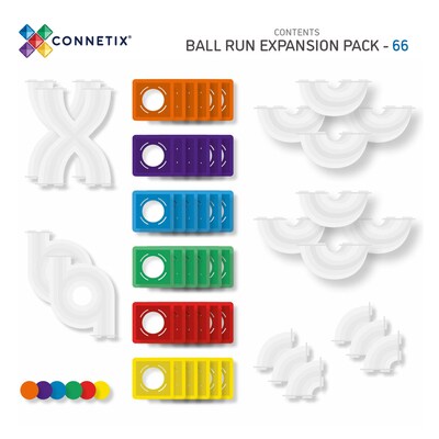 Connetix Magnetic Tiles Rainbow Ball Run Expansion Pack, 66 Pieces (CNTR00066BR)