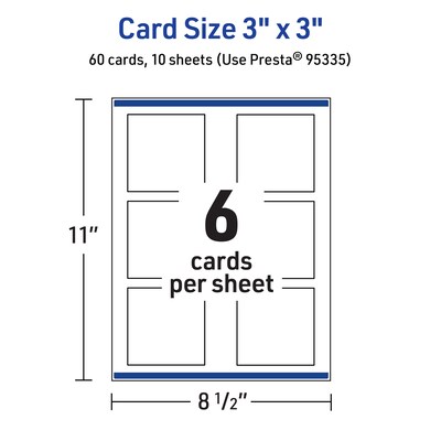 Avery Integrated Cards, 3" x 3", Glossy White, 60/Pack (95335)