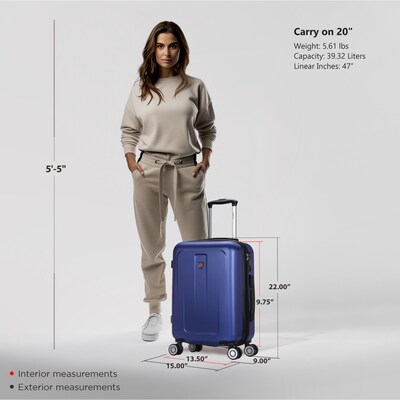 DUKAP Crypto 20 Hardside Carry-On Suitcase, 4-Wheeled Spinner, TSA Checkpoint Friendly, Blue (DKCRY00S-BLU)