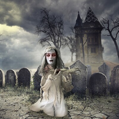 Haunted Hill Farm Animatronic Groundbreaker Haunted Bride (HHFJBRDE-1LSA)