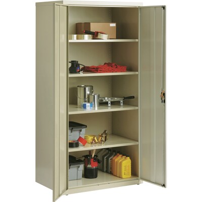 Lorell Fortress Series 72" Steel Storage Cabinet With 5-Shelves, Putty (LLR34412)