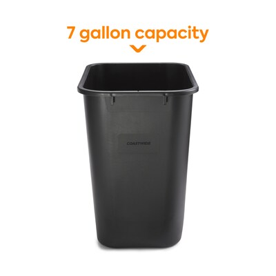 Coastwide Professional™ Indoor Trash Can Without Lid, Black Soft Molded Plastic, 7 Gallon (CW56429)