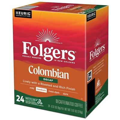 Folgers Colombian Decaf Coffee Keurig® K-Cup® Pods, Medium Roast, 24/Box (5000053359)