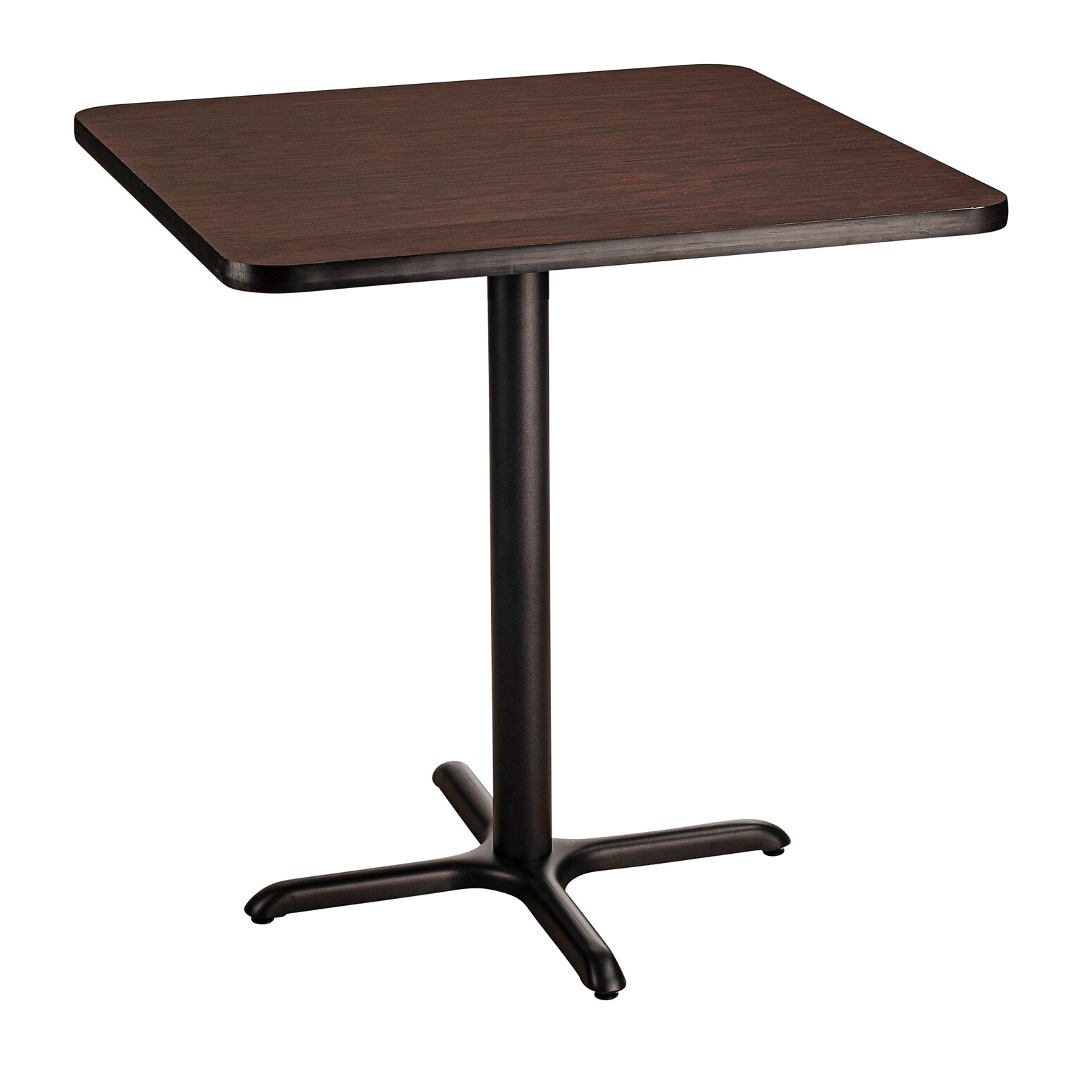NPS CT Series 36 Square 36 Height Cafe Table, X Base, Black Frame/Mahogany Top (CT33636XCPBTMMY)