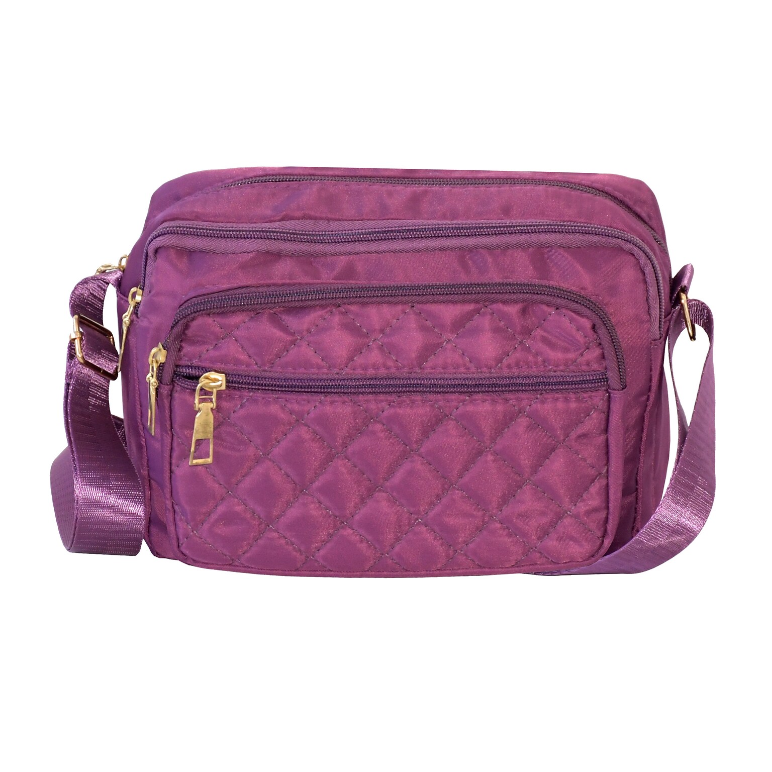 Nicci Polyester Cross-Body Quilted Bag, Purple (CBMGN01-PUR)