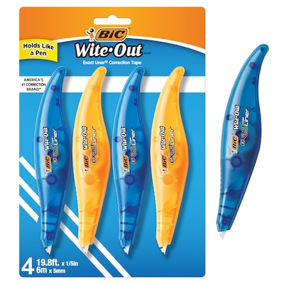 Wite-Out Shake 'n Squeeze Correction Pen, 8 mL, White, 4/Pack Bic