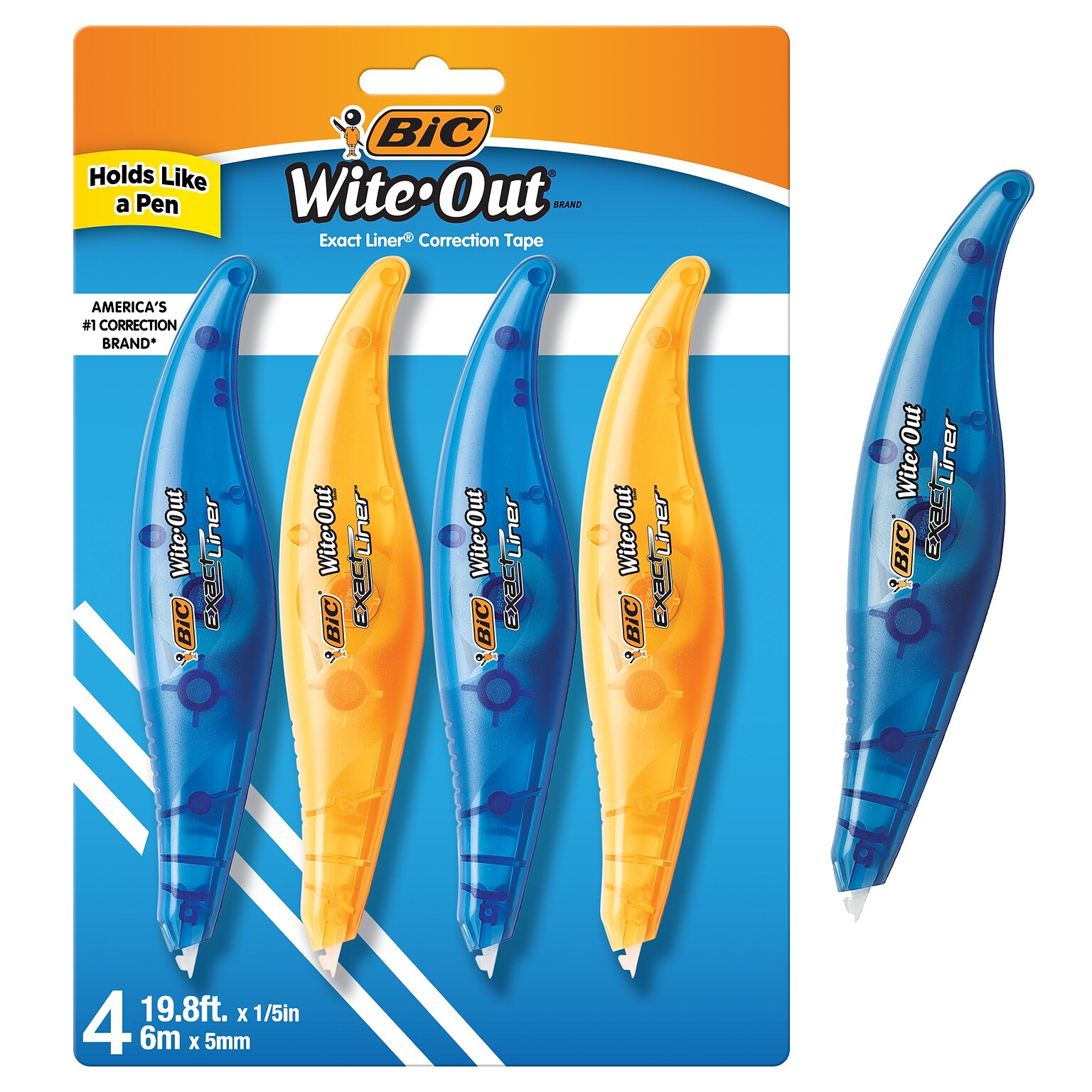 BIC Wite-Out Exact Liner Correction Tape, White, 4/Pack (WOELP418-WHI)