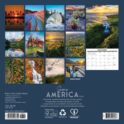 2026 Willow Creek Scenic America 7 x 7 Monthly Wall Calendar (53744X)