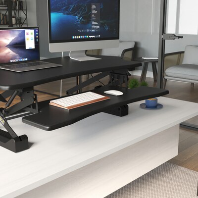 Mount-It! 48"W Rectangular Adjustable Metal Standing Desk Converter, Black (MI-7925)